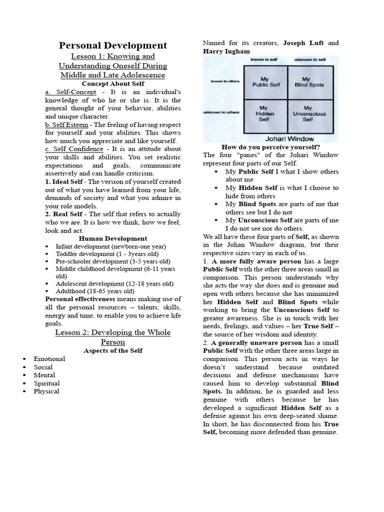 Personal Development - Midterm Reviewer | PDF