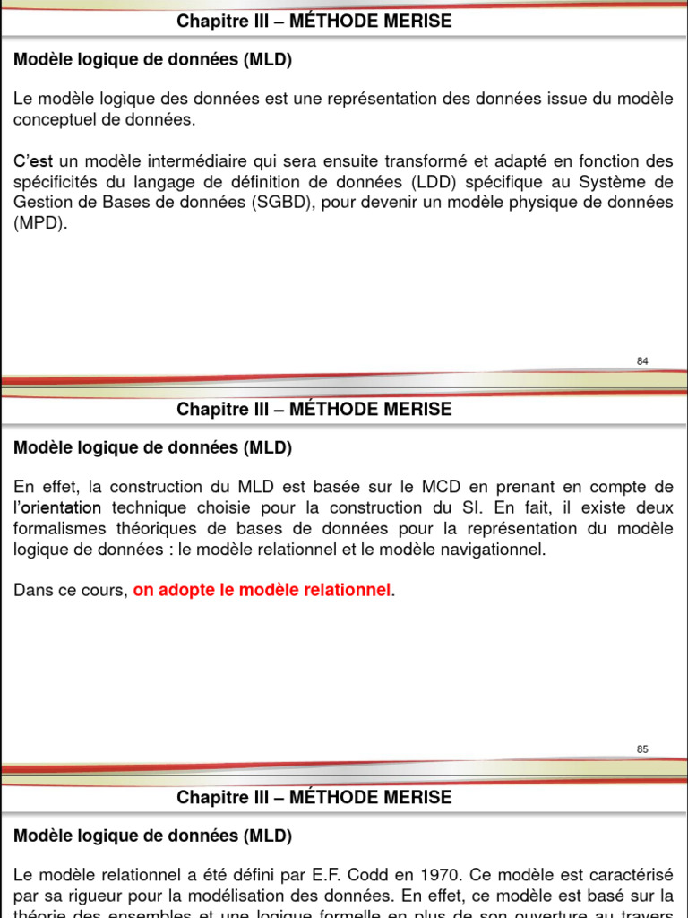 Modèle Logique de Données (MLD) et Normalisation | PDF | Modèle ...