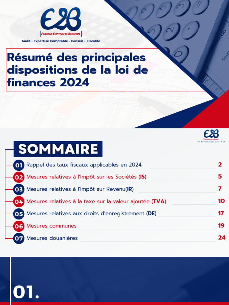 Résumé de la loi de finances 2024 | PDF | Taxe d'entreprise | Taxe sur ...