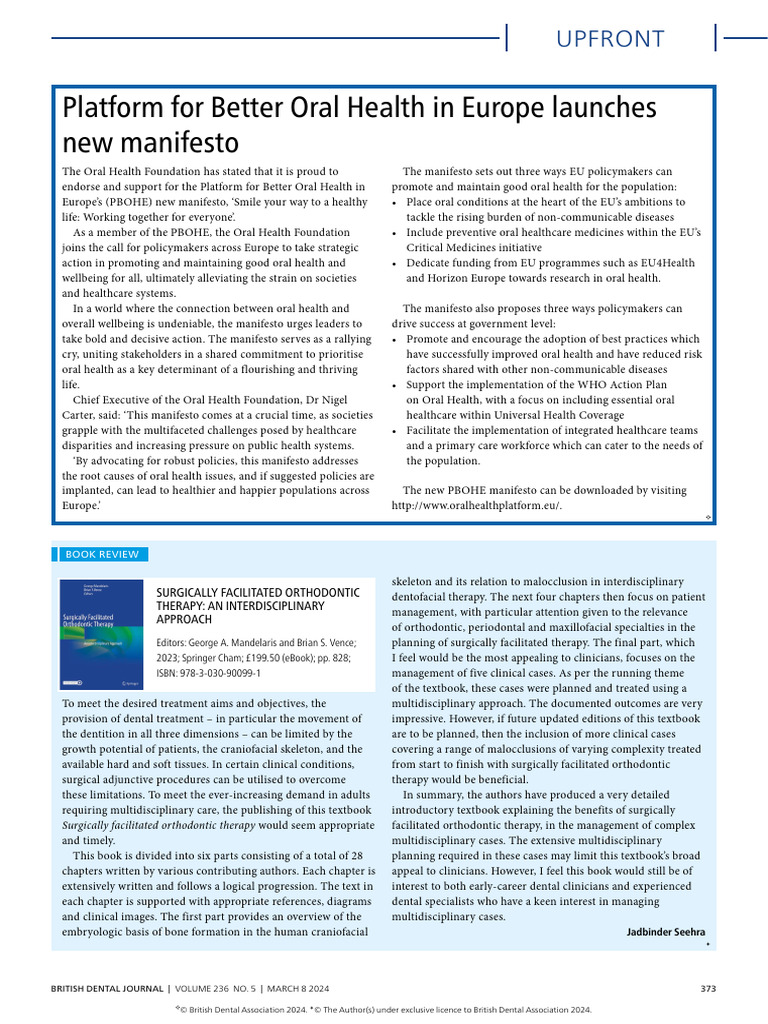 Platform For Better Oral Health in Europe Launches New Manifesto | PDF ...