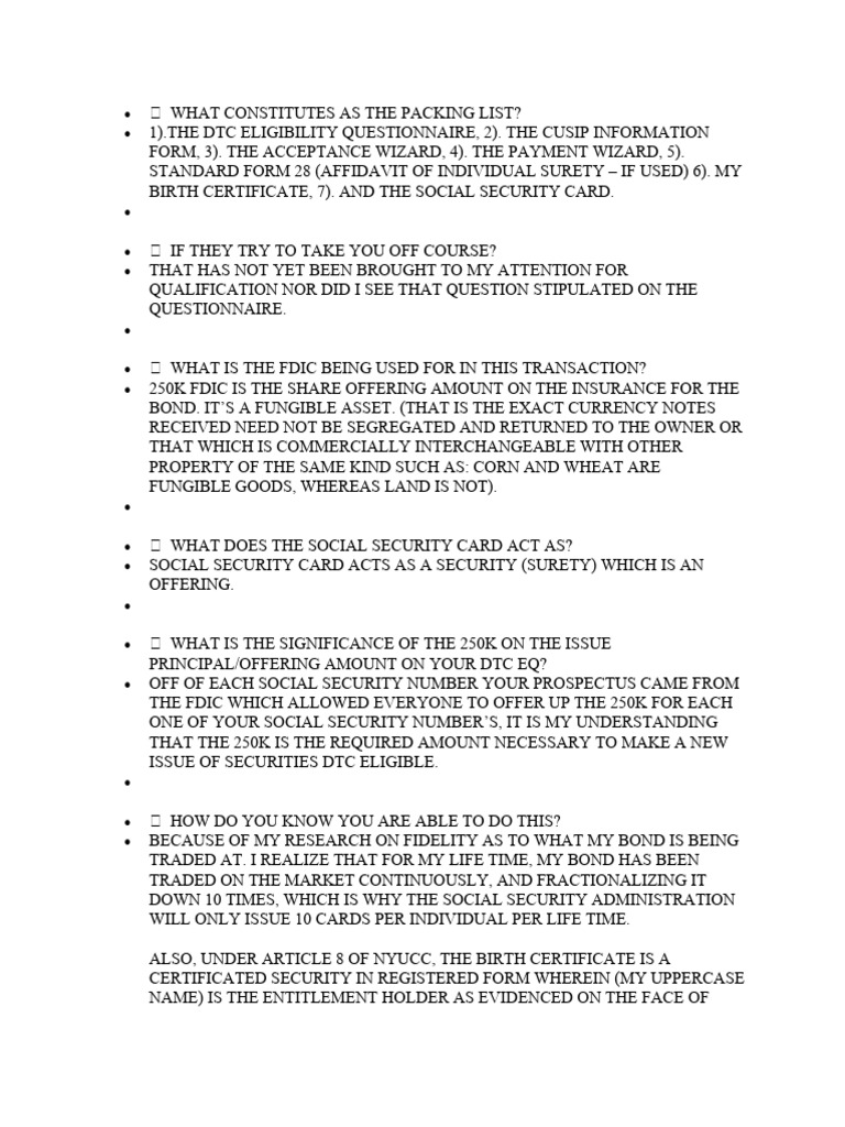 DTC Questionar and Answers 3 PDF Negotiable Instrument Surety