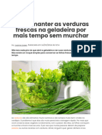 Como Manter As Verduras Frescas Na Geladeira Por Mais Tempo Sem Murchar - TudoGostoso