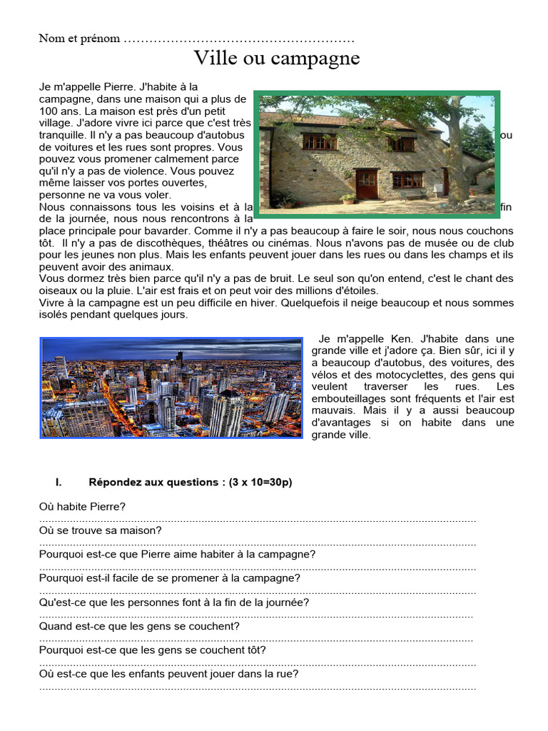 Ville ou Campagne Avantages et Inconvénients PDF — free download
