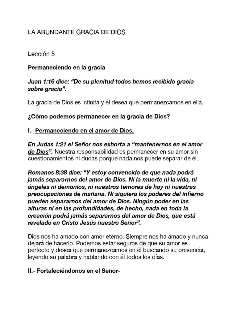 La Gracia Abundante de Dios - Lección 5 | PDF | Cristo (título) | Amor