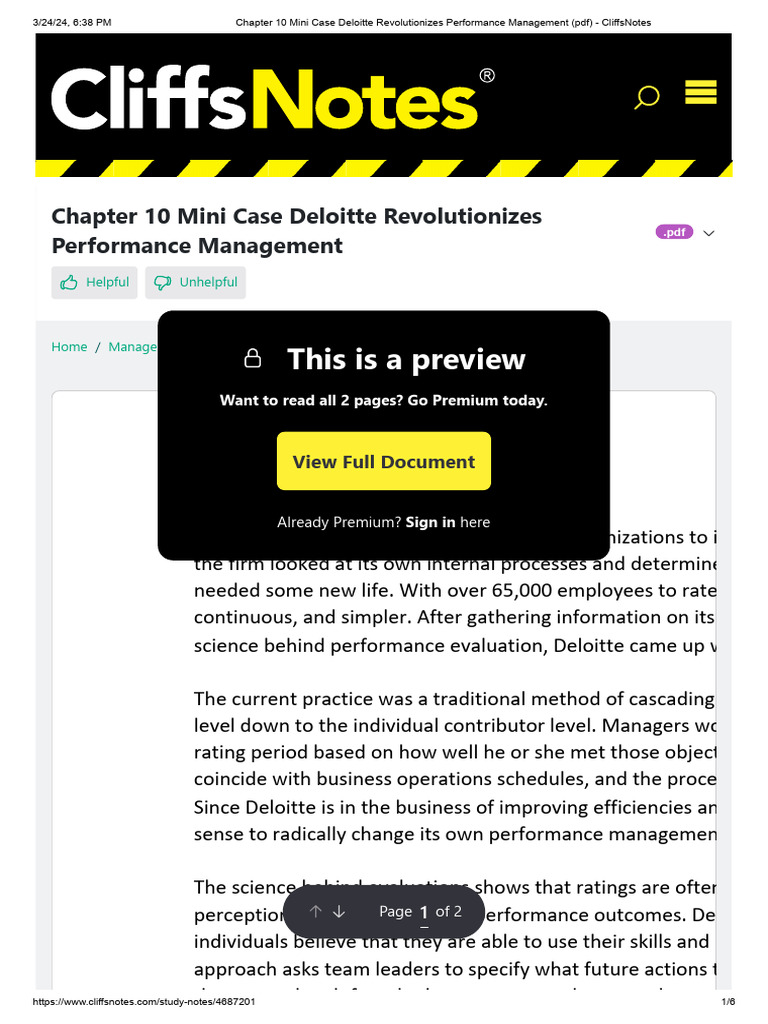 Chapter 10 Mini Case Deloitte Revolutionizes Performance Management ...