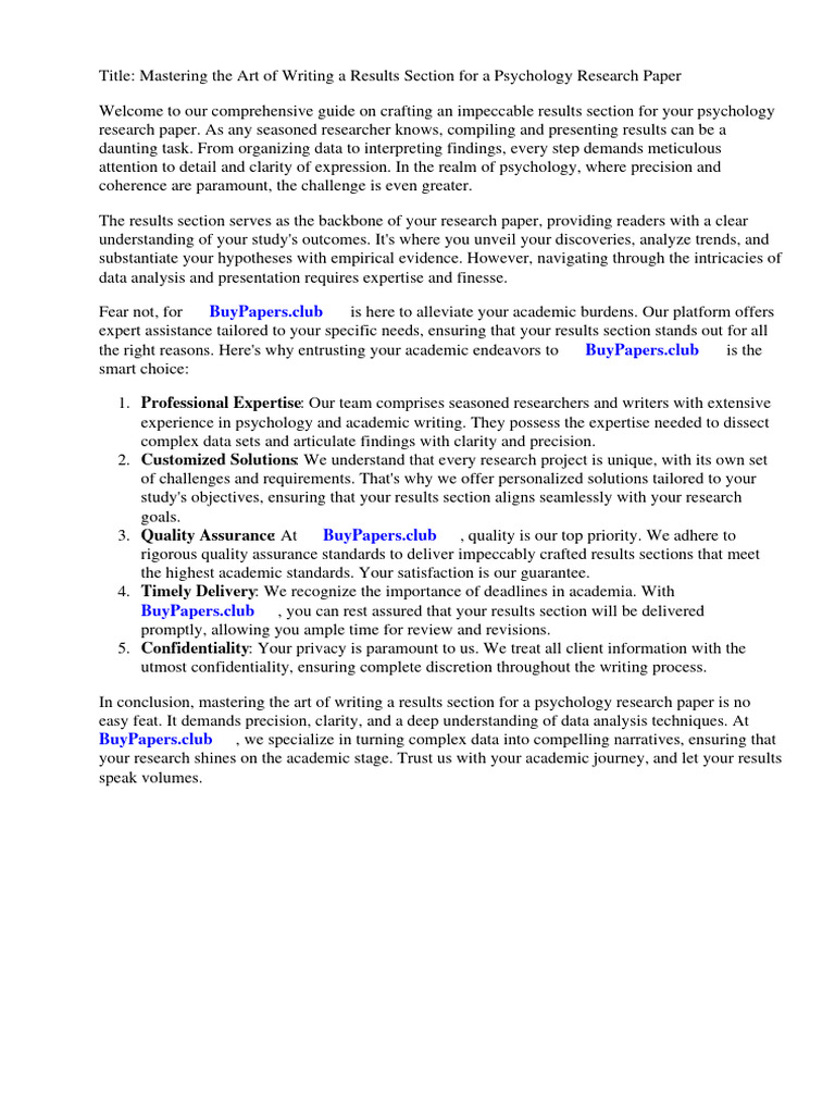How To Write A Results Section For A Psychology Research Paper | PDF ...