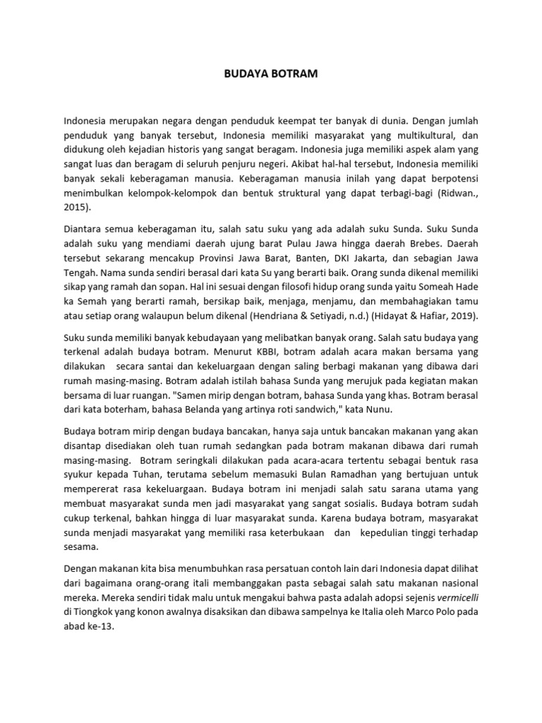 Arti dan Tradisi Botram Sunda | PDF