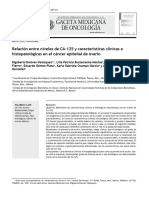 Relación Entre Niveles de CA-125 y Características Clínicas e Histopatológicas en El Cáncer Epitelial de Ovario