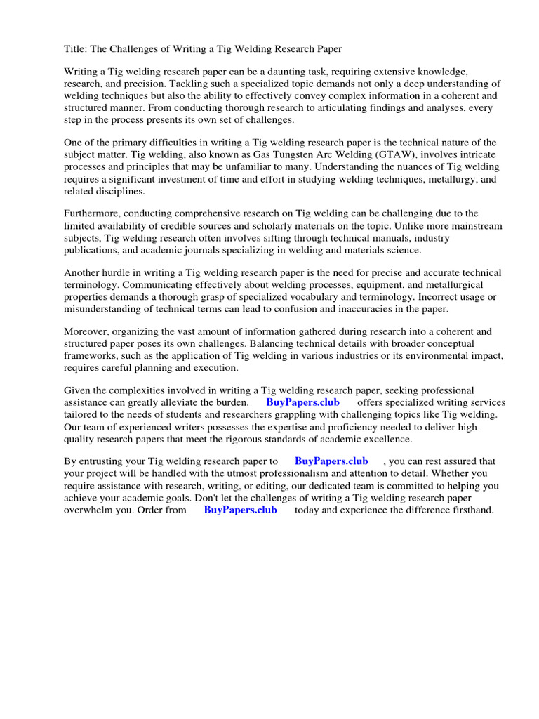 Tig Welding Research Paper PDF Welding Construction