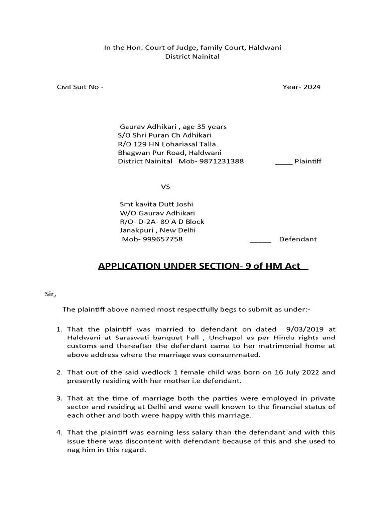 Gaurav Adhikari's Matrimonial Petition | PDF