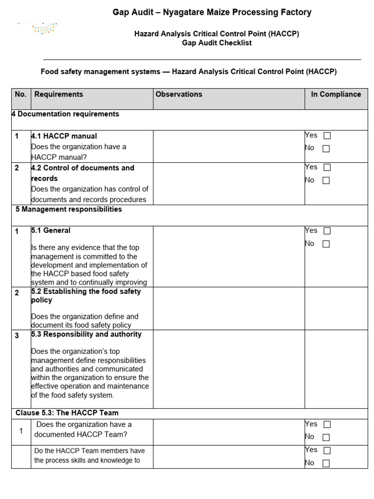 Checklist - HACCP | PDF | Hazard Analysis And Critical Control Points ...