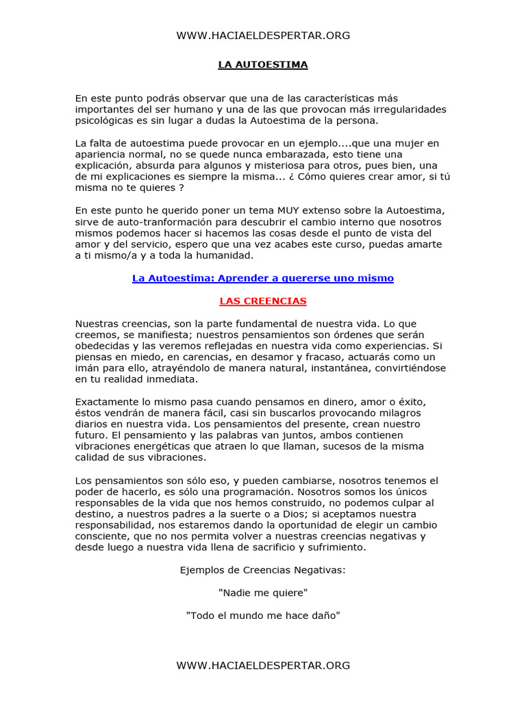 Autoestima: Clave para el Amor Propio | PDF | Amor | Autoestima