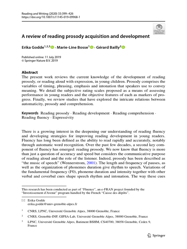 Reading Prosody Development Review | PDF | Stress (Linguistics) | Human ...