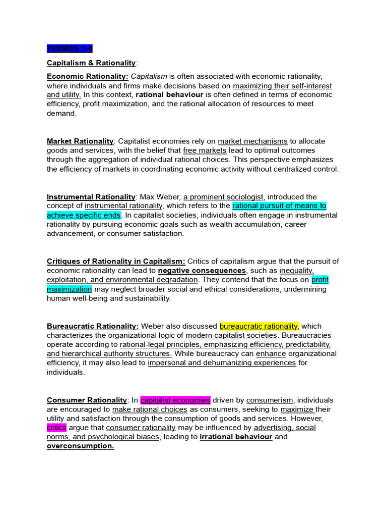 Capitalism and Rationality Explained | PDF