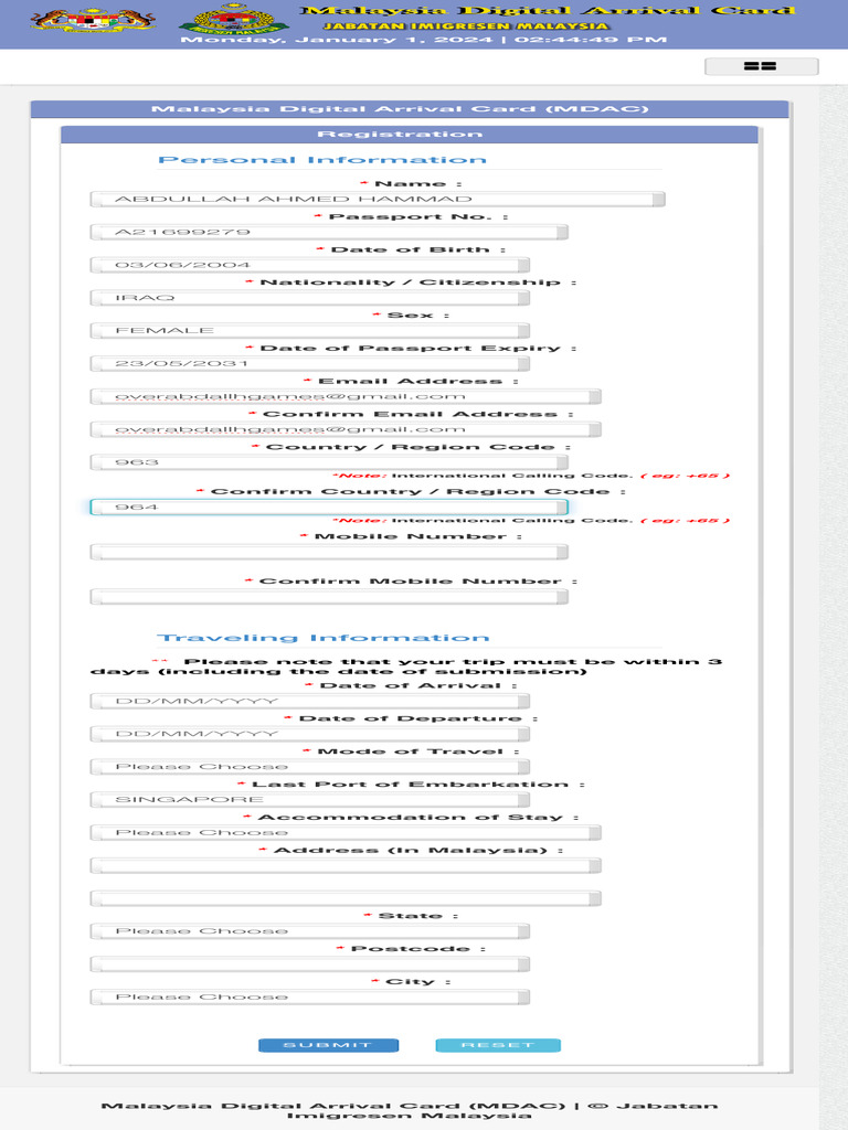 MDAC Registration Form Example | PDF
