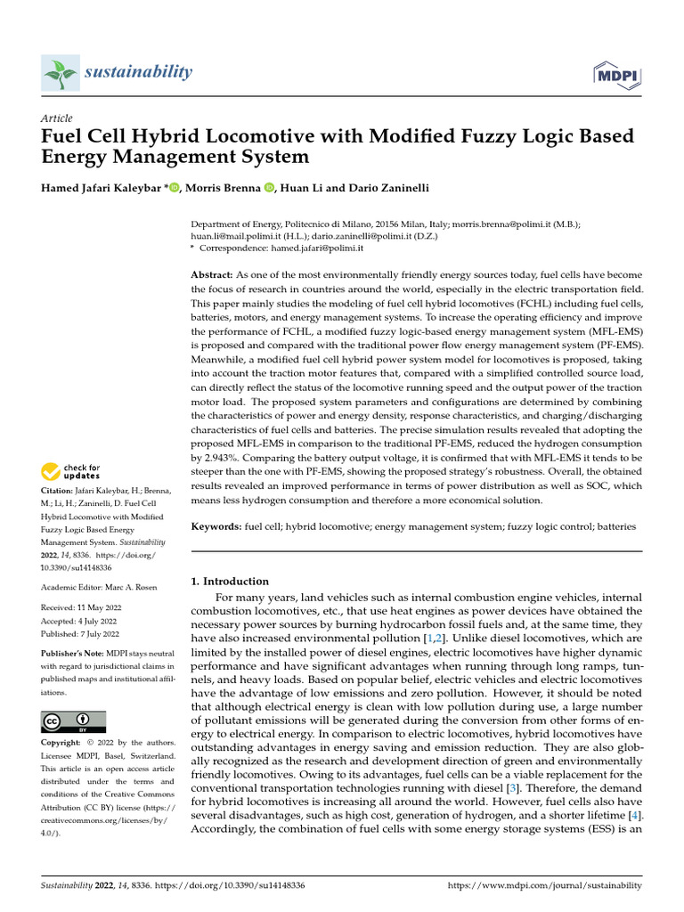 Sustainability 14 08336 v2 | PDF | Fuel Cell | Hybrid Vehicle
