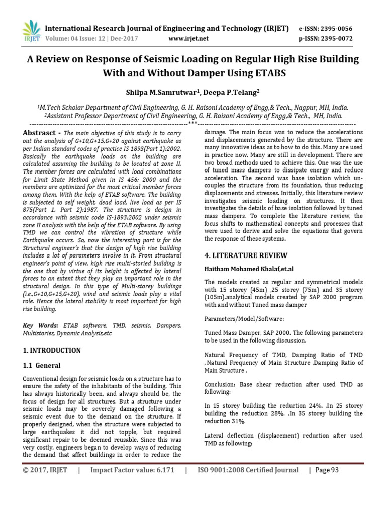 Seismic Response of High-Rise Buildings | PDF | Damping | Structural Load
