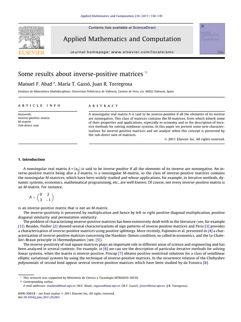 Characterizing Inverse-Positive Matrices | PDF | Matrix (Mathematics ...
