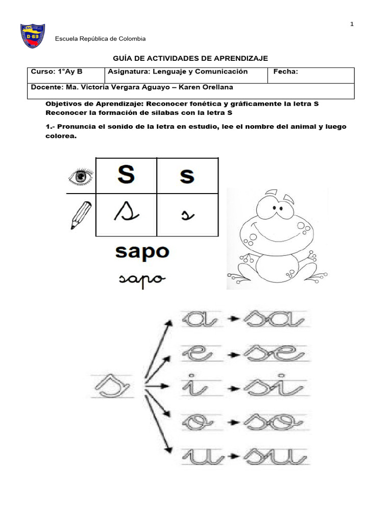 Actividades Didácticas con la Letra S | PDF