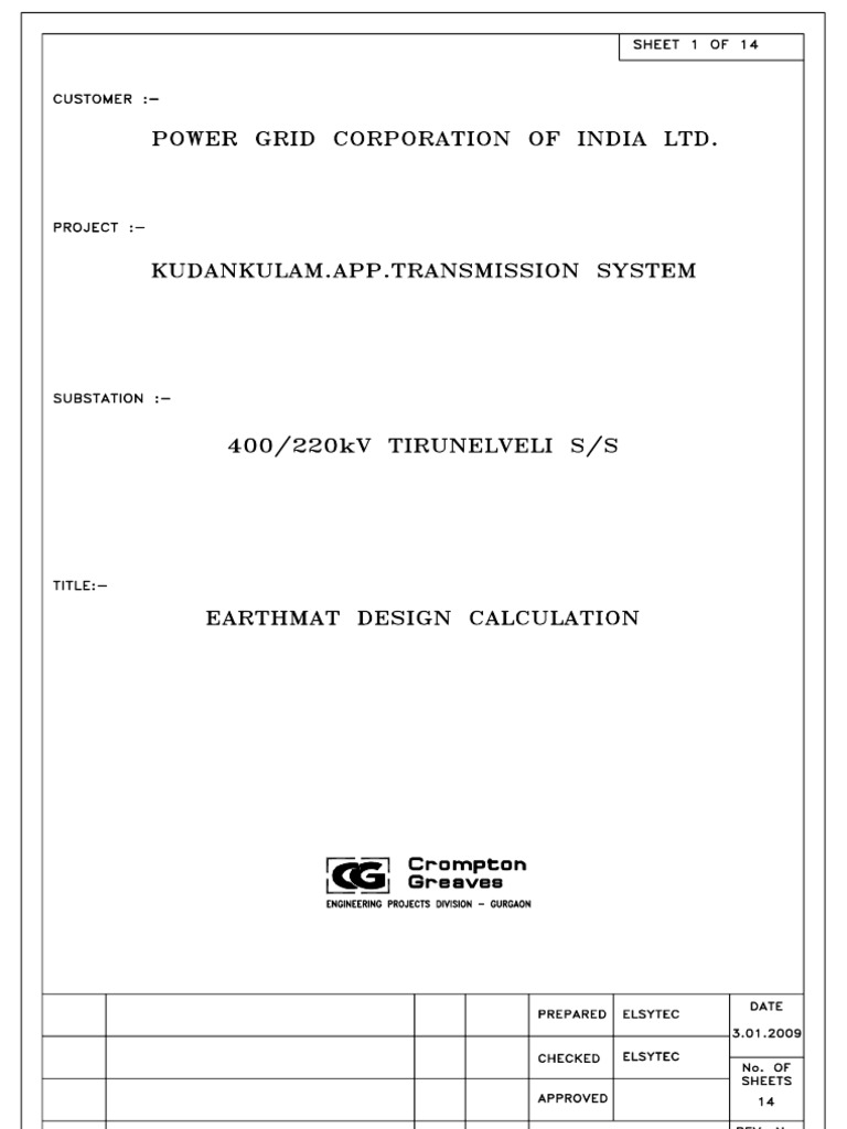 Earthing Design Calculation for S/S | PDF | Electrical Resistivity And ...