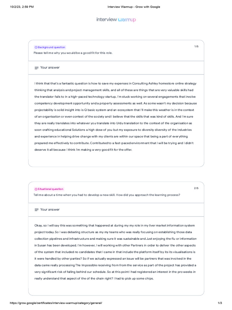 Interview Preparation Tips from Google | PDF