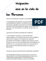 La Participación Ciudadana en La Vida de Las Personas