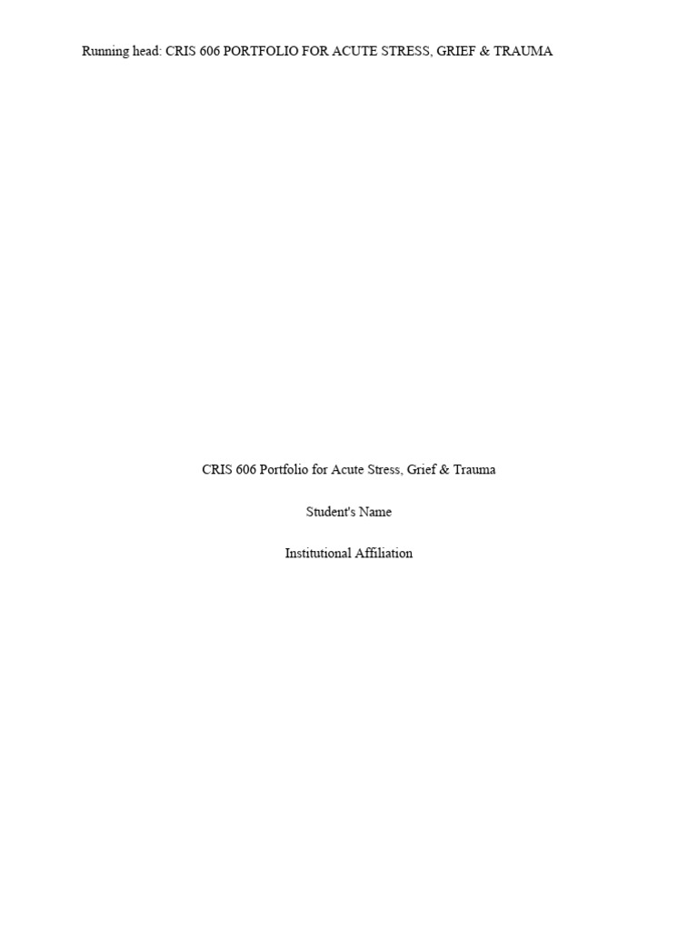 CRIS 606: Trauma and Crisis Intervention | PDF