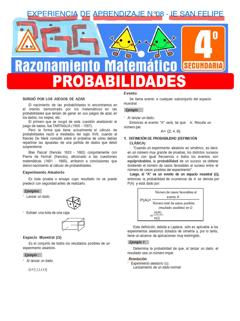 Probabilidades para Cuarto Grado de Secundaria | PDF