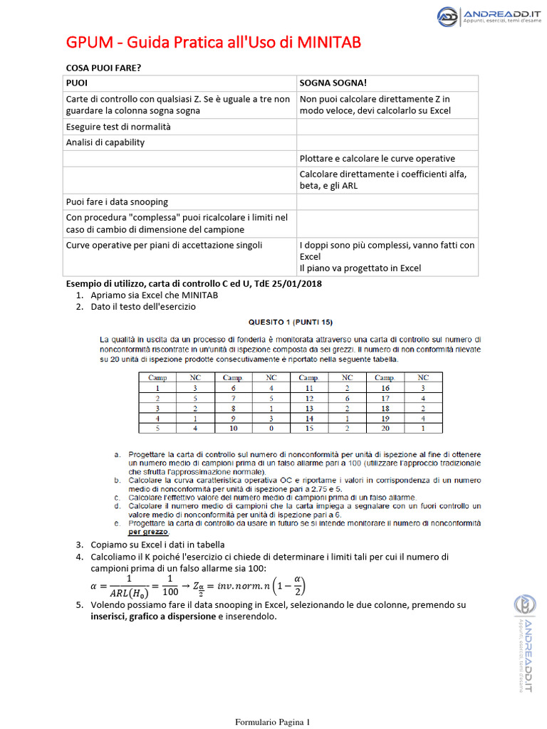 Guida Uso Minitab | PDF
