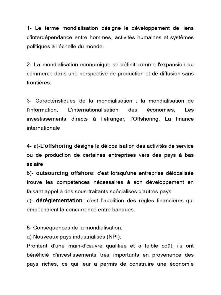 Comprendre la Mondialisation Économique | PDF | Globalisation ...