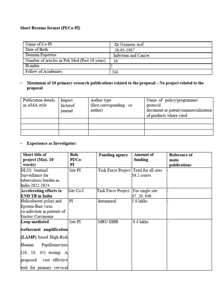 Short Resume Format PDF Tuberculosis - 1726654916
