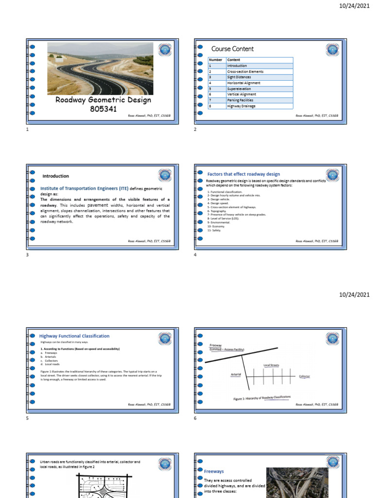 Roadway Geometric Design 805341: Course Content | PDF | Controlled ...