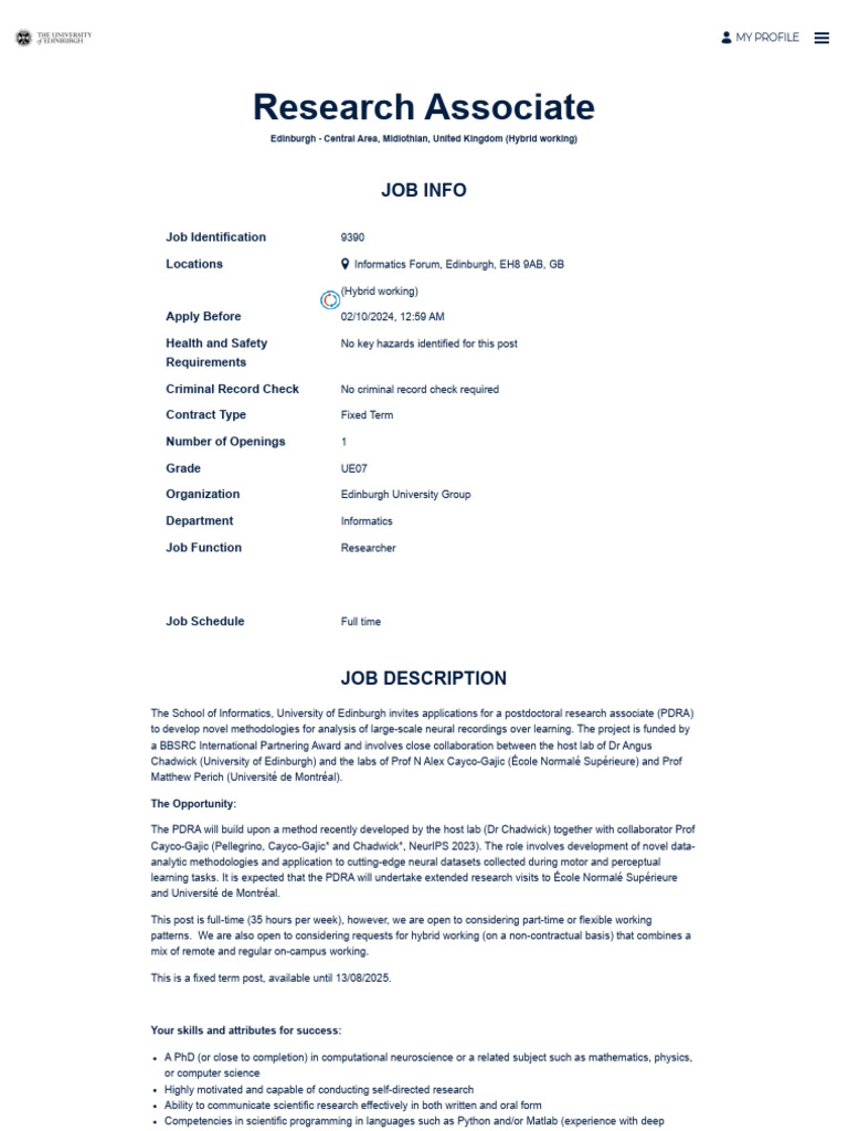 Postdoctoral Research Associate Position | PDF | Career & Growth | Art