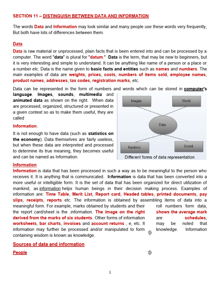 Section 11 - Distinguishing Between Data and Information | Download ...