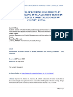 Utilization of Routine Health Data in Decision-Making by Management Teams in Selected Level 4 Hospitals in Nakuru County, Kenya