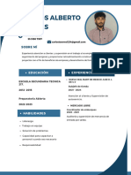 Curriculum CV de Hombre Profesional Con Foto Moderno Azul