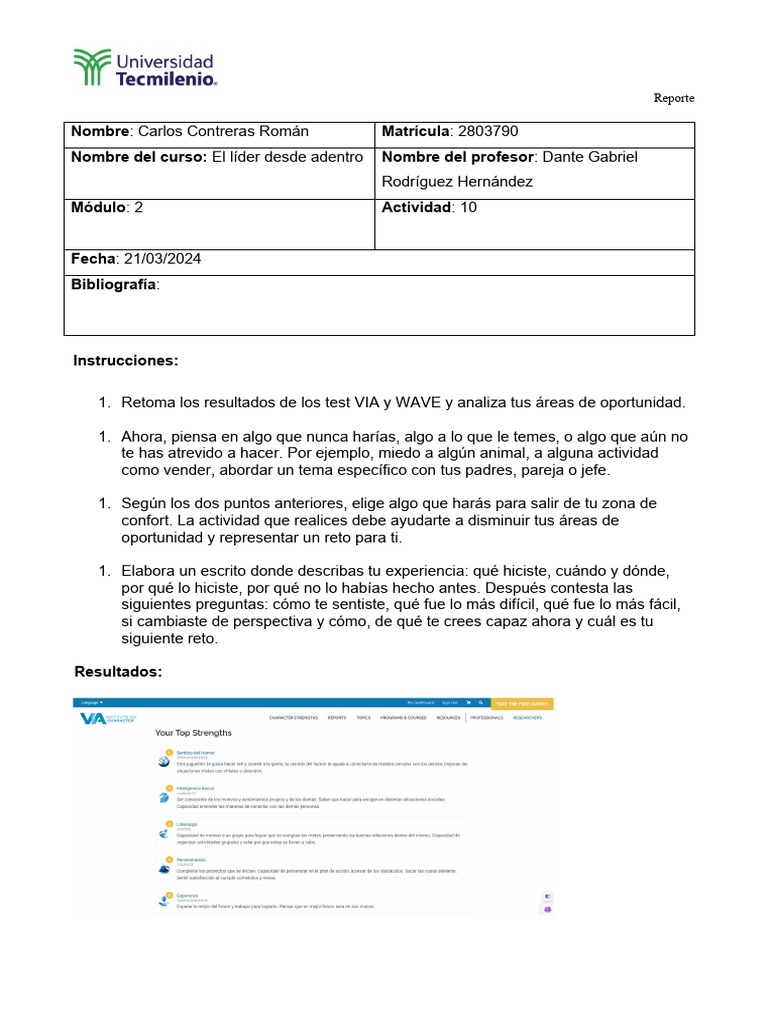 El Lider Desde Adentro Actividad 10 | PDF