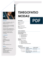 Tshegofatso Modau CV 2024