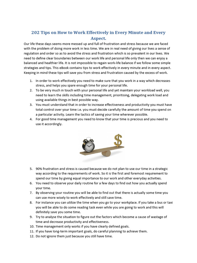 202 Tips To Work Effectively | PDF