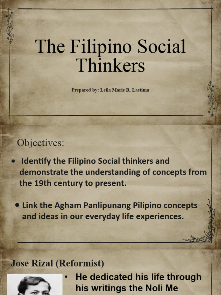 Filipino Social Thinkers Overview | PDF | Tagalog Language | Liberal ...