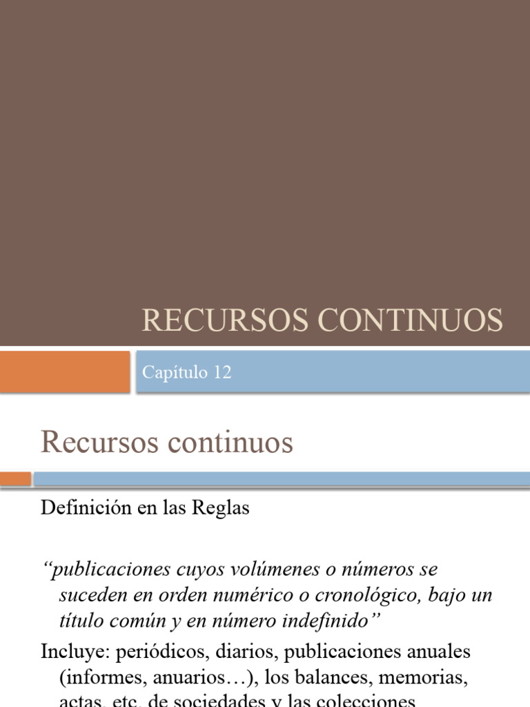 Recursos Continuos y Publicaciones Seriadas | PDF