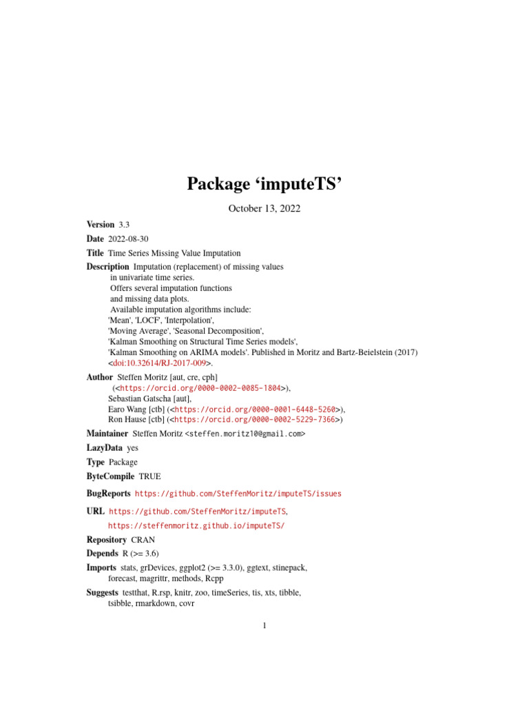Time Series Missing Value Imputation | PDF
