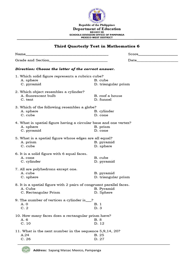 3rd quarter math 6 q3 pdf
