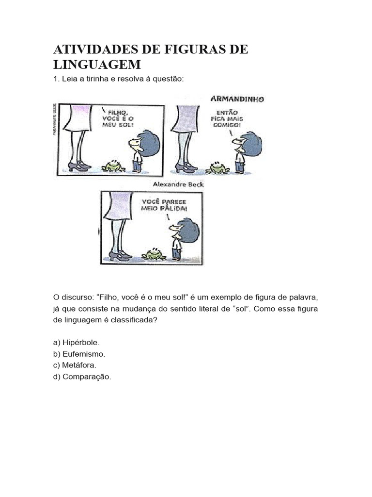 Atividades sobre Figuras de Linguagem | PDF | Metáfora