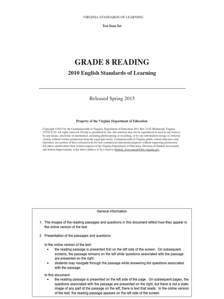 GR 8 Reading Released in S | PDF