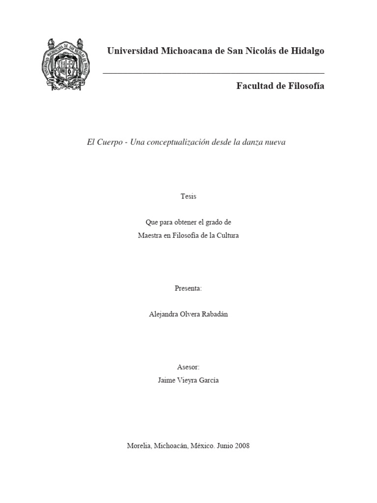 Cuerpo Desde La Conceptualización Desde La Danza Nueva Alejandra Olivera Rabadán | PDF | Bailes