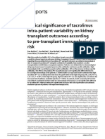 Clinical Significance of Tacrolimus Intra Patient Variability On Kidney Transplant Outcomes According To Pre Transplant Immunological Risk