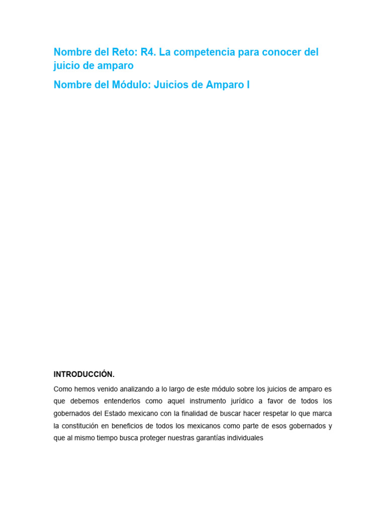 R4. La Competencia para Conocer Del Juicio de Amparo | PDF ...