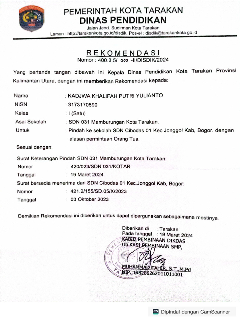 Surat Rekom Dari Didisdik | PDF