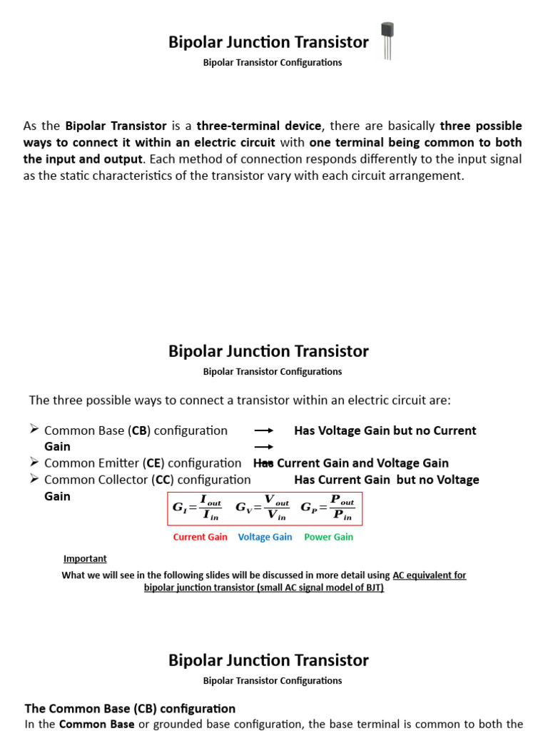 Lectures On Transistors 2 | PDF | Bipolar Junction Transistor | Amplifier